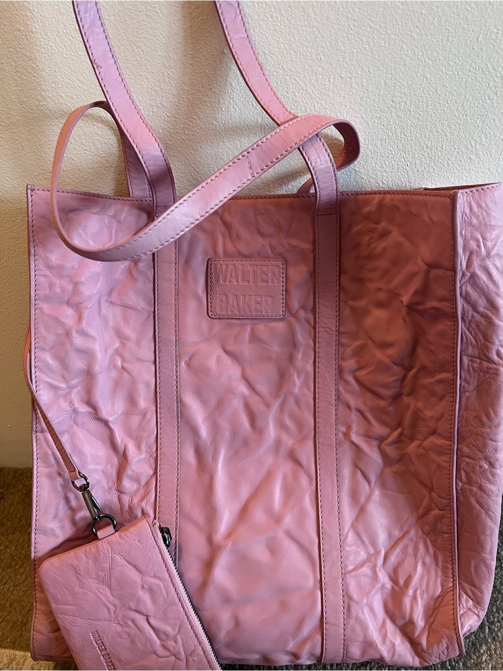 Walter Baker Blush Pink Leather Tote with Matching Pouch